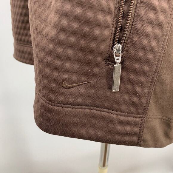 Nike Golf Vest Women M Medium Coffee Fit Dry Zip Up Mock Neck Waffle Knit Jacket - Picture 5 of 13